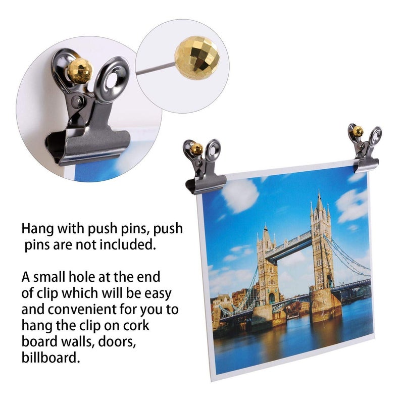 XMHF 72Pcs Mini Bulldog Clip, Silver Stainless Steel File Money Binder Clips Clamps/Metal Food Bag Paper Clips for Paper Organizers, Photo Wall Decoration, Home and Office Decoration, 0.87inch Wide - Image 4